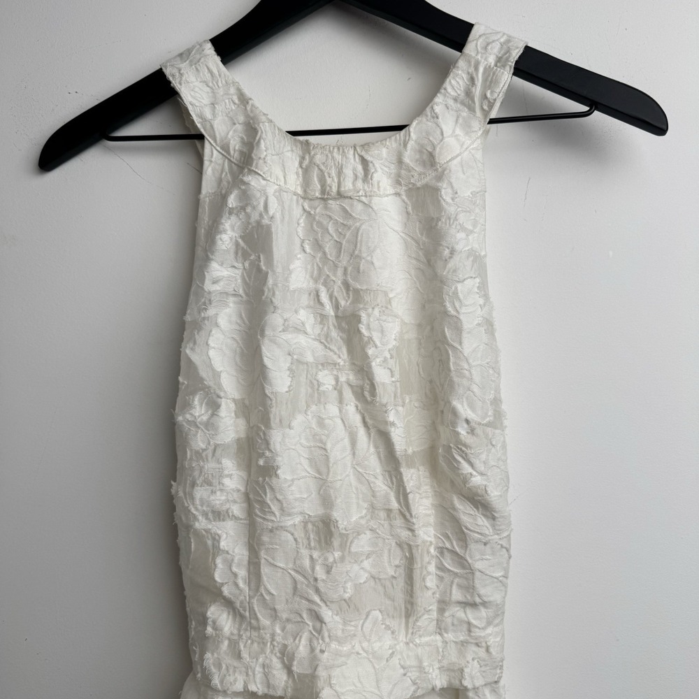 H&M‎ Maxi Dress Womens 2 Off-White Floral Embroidery Sleeveless Fit Maxi